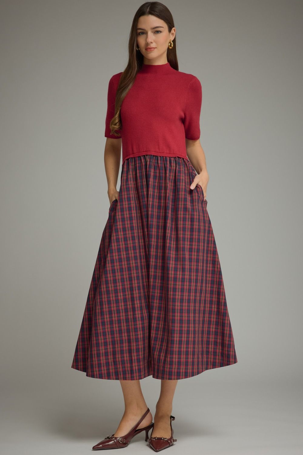 Plaid Mixed Media Dress
