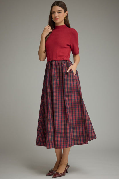 Plaid Mixed Media Dress