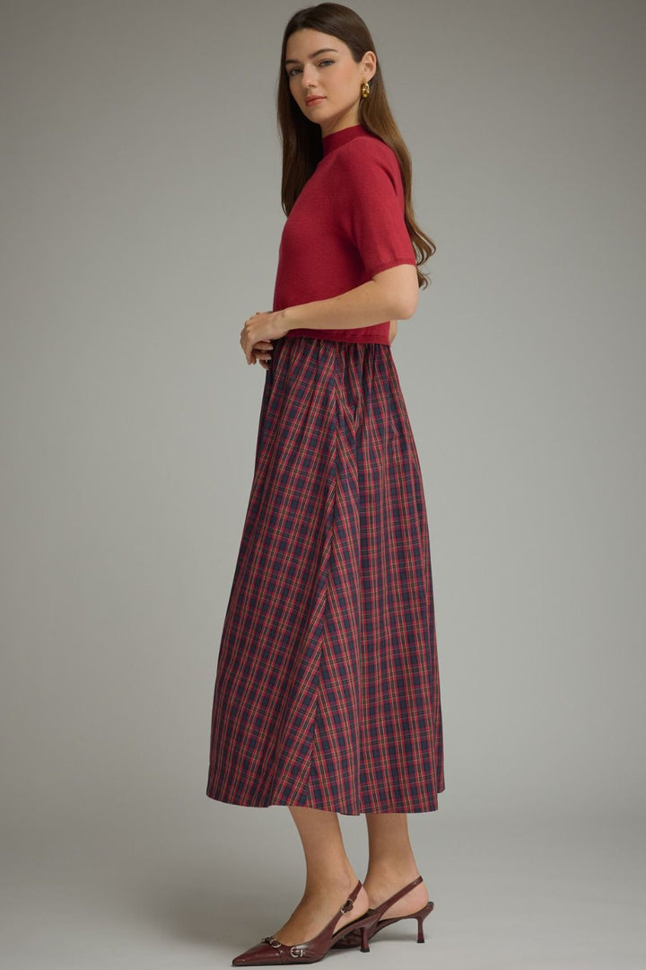 Plaid Mixed Media Dress