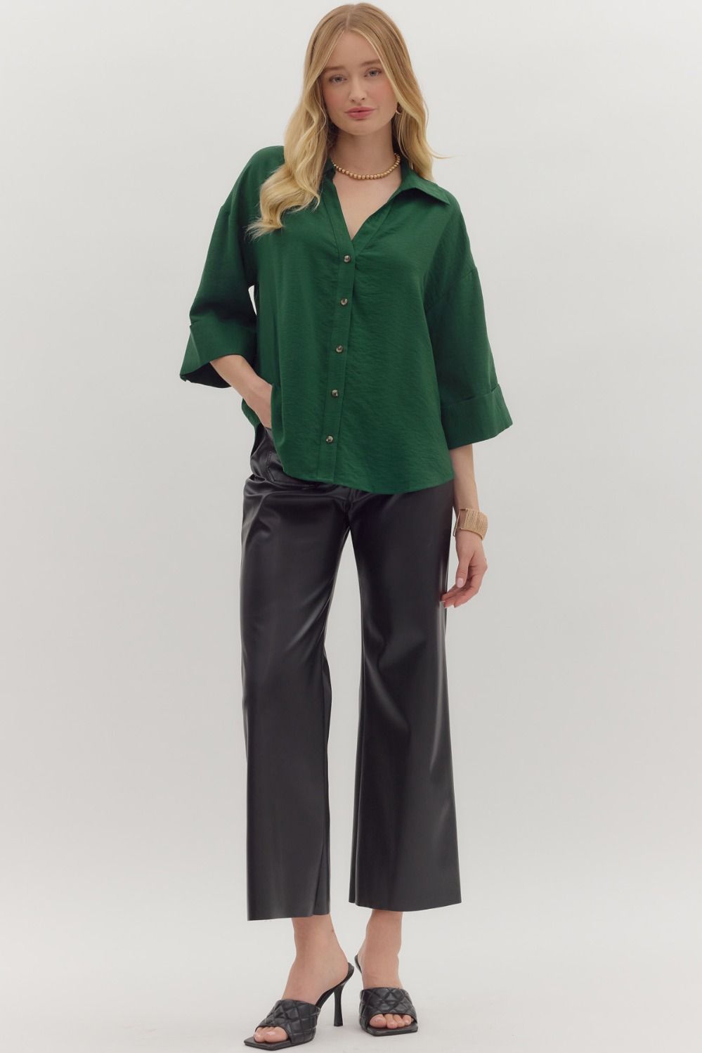 Wide Cuff Button Up Top
