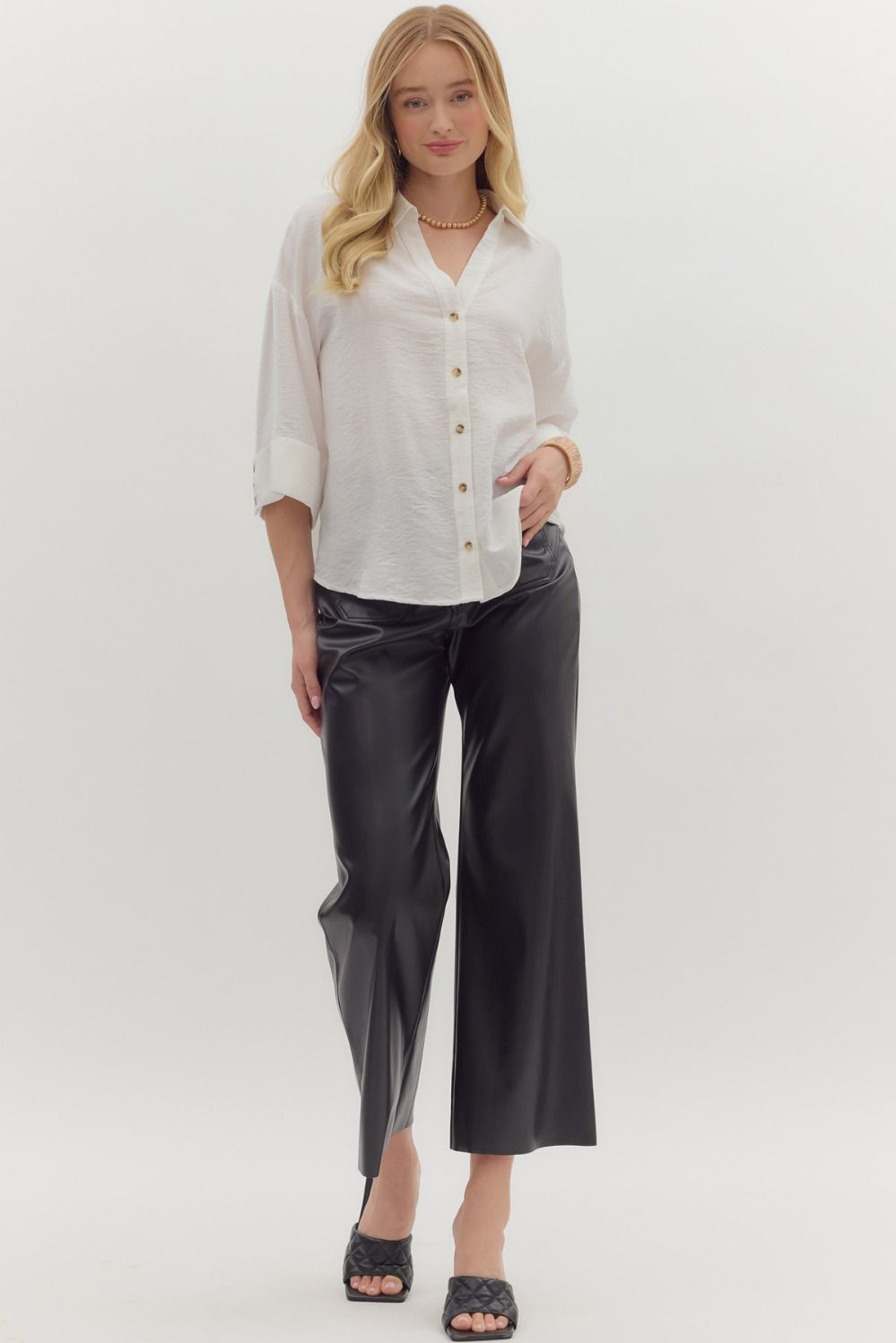 Wide Cuff Button Up Top