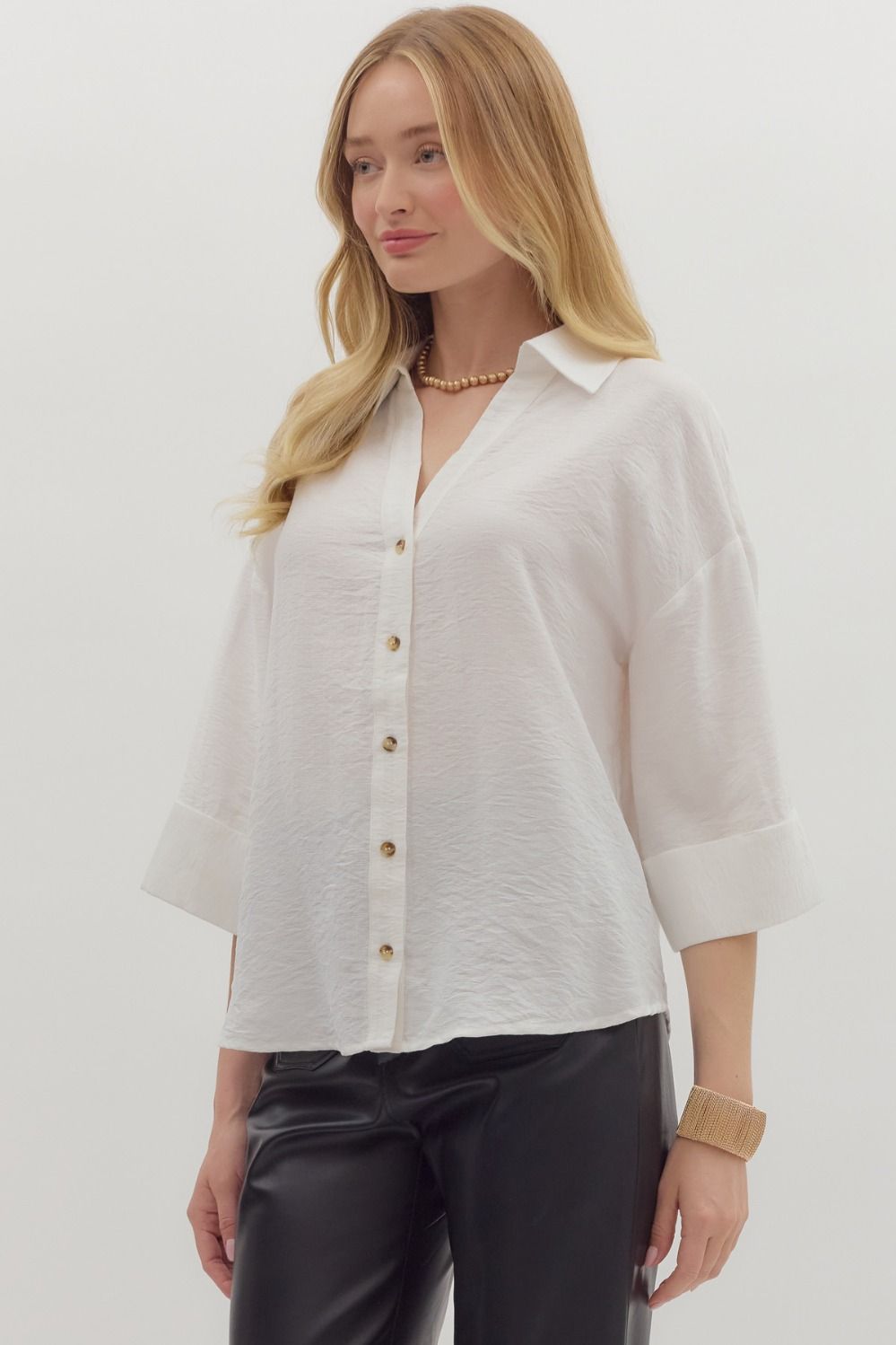 Wide Cuff Button Up Top