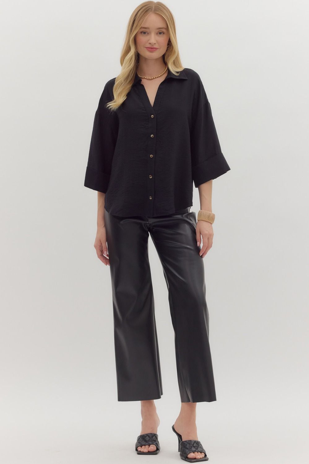 Wide Cuff Button Up Top