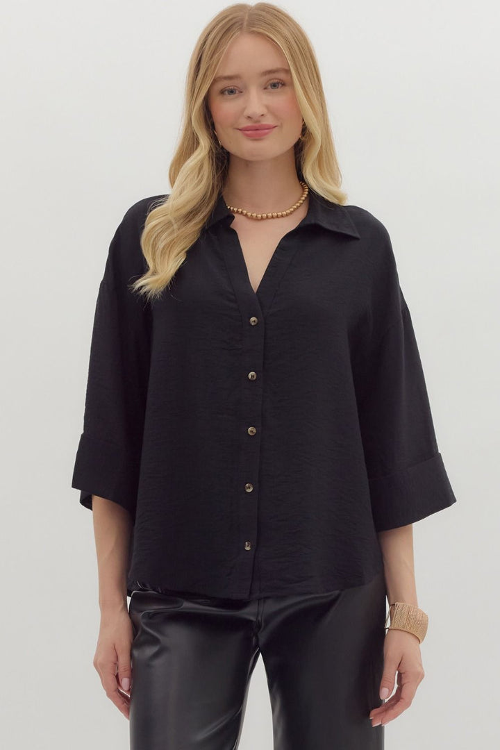 Wide Cuff Button Up Top