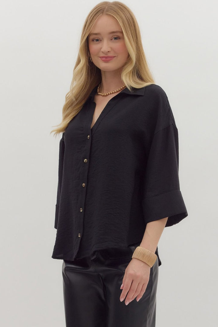 Wide Cuff Button Up Top