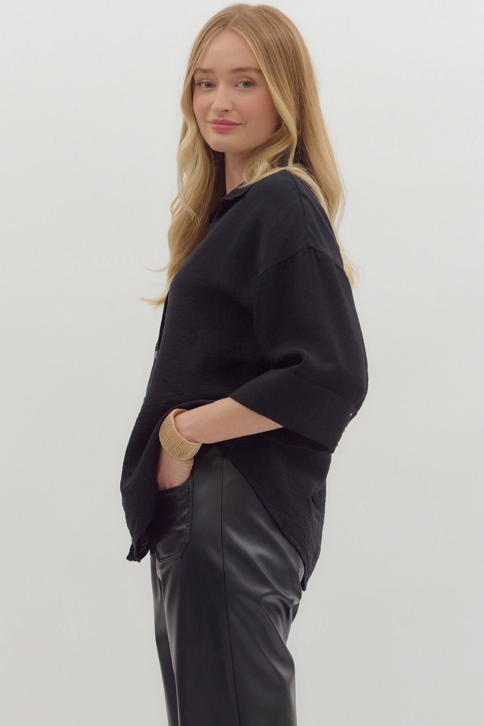 Wide Cuff Button Up Top