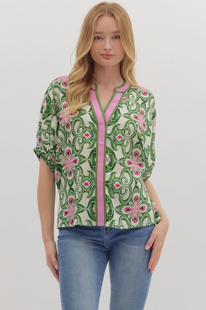 Vibrant Contrast Trim Top