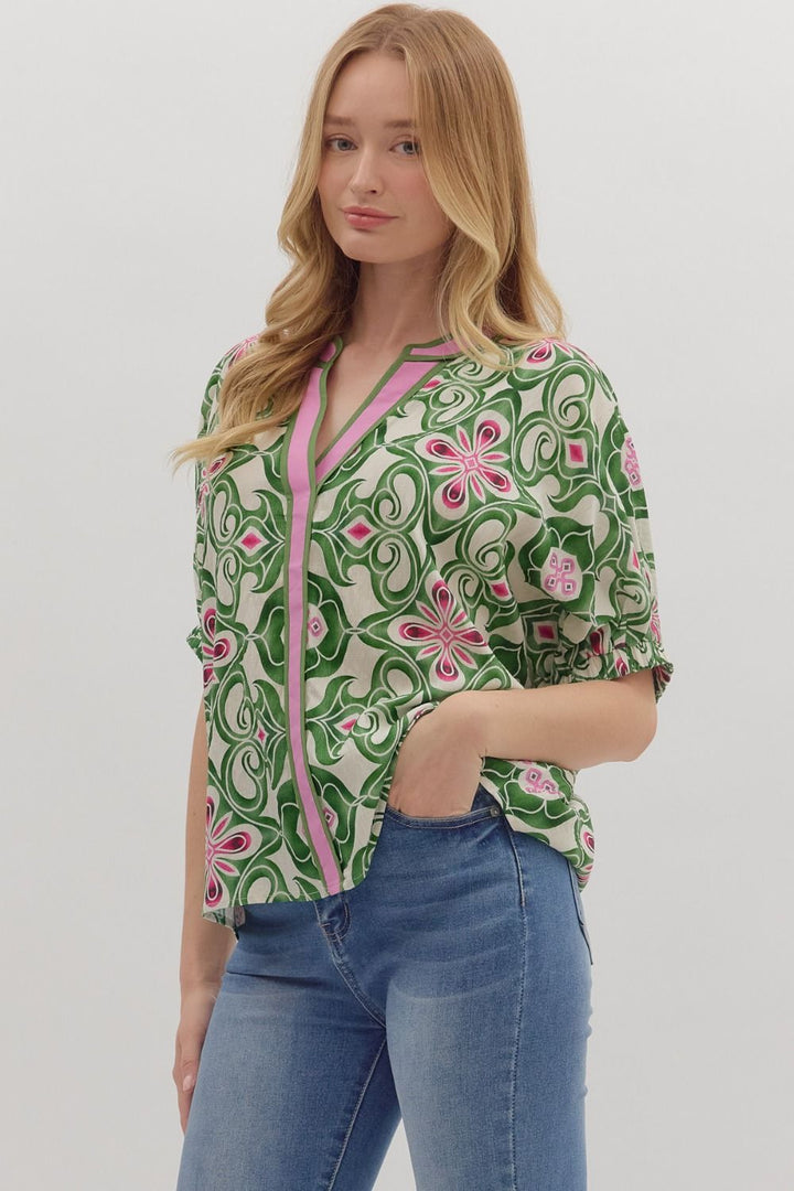 Vibrant Contrast Trim Top