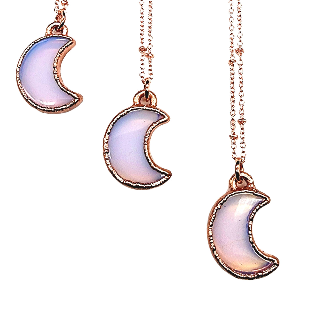 Petite Opalite Crescent Moon Necklace