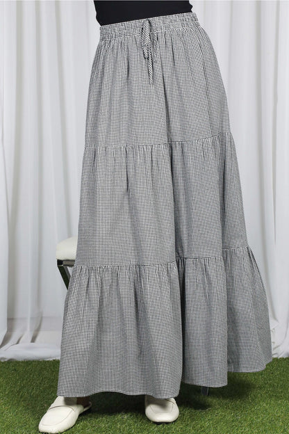 Cotton Gingham Maxi Skirt