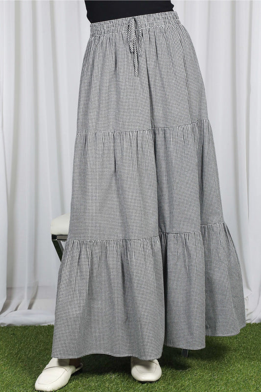 Cotton Gingham Maxi Skirt