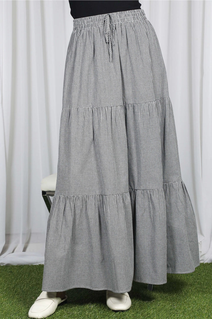 Cotton Gingham Maxi Skirt