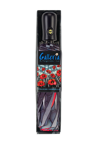 Stained Glass Poppies - Folding Umbrella