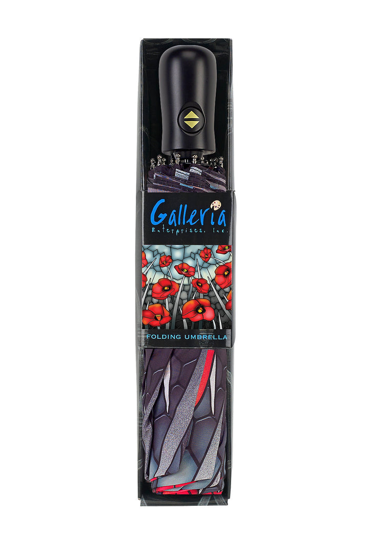 Stained Glass Poppies - Folding Umbrella