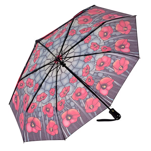 Stained Glass Poppies - Folding Umbrella