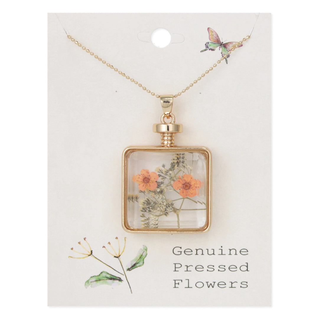Dried Flowers In Bottle Necklace