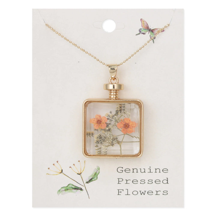 Dried Flowers In Bottle Necklace