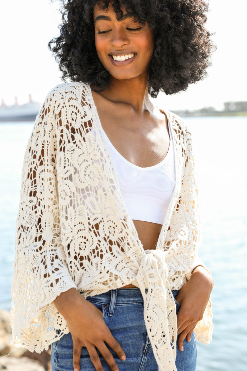 Floral Crochet Sleeved Wrap