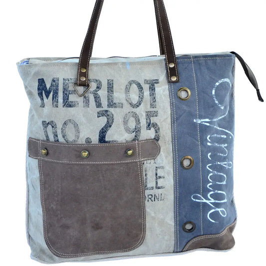 Repurposed Canvas Large Tote - Merlot