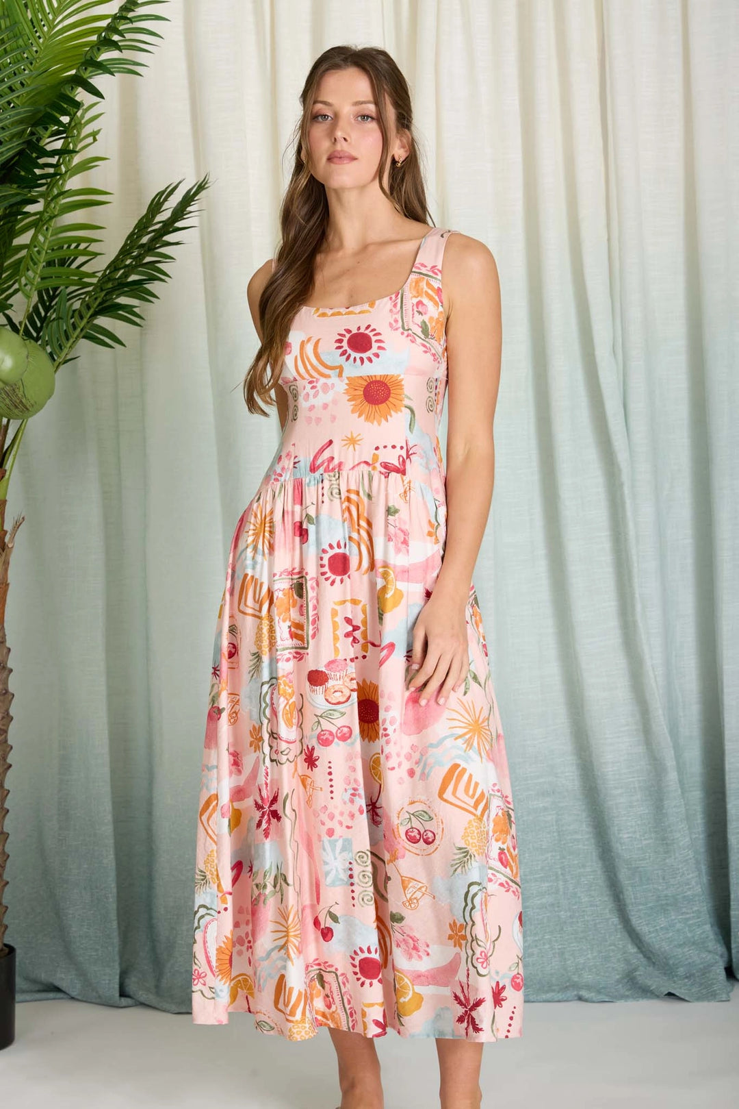 Summer Doodle Print Dress