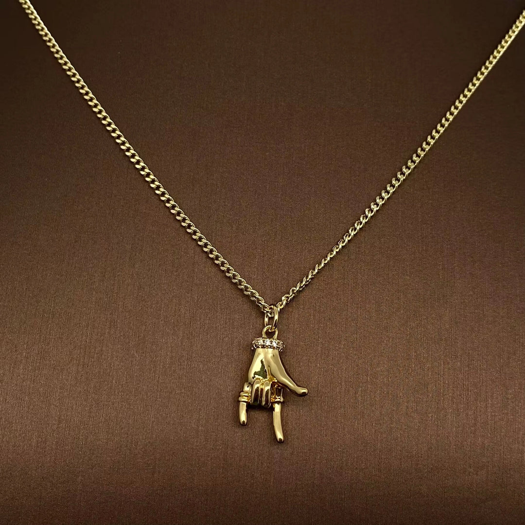 Rhinestone Gesture Charm Necklace