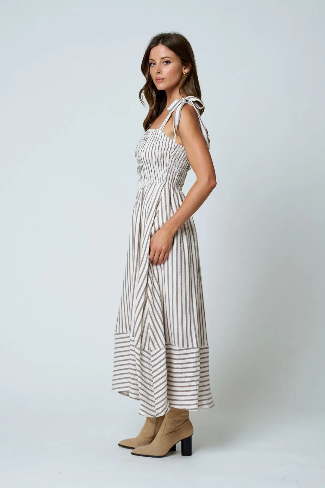 Striped Basque Waist Dress