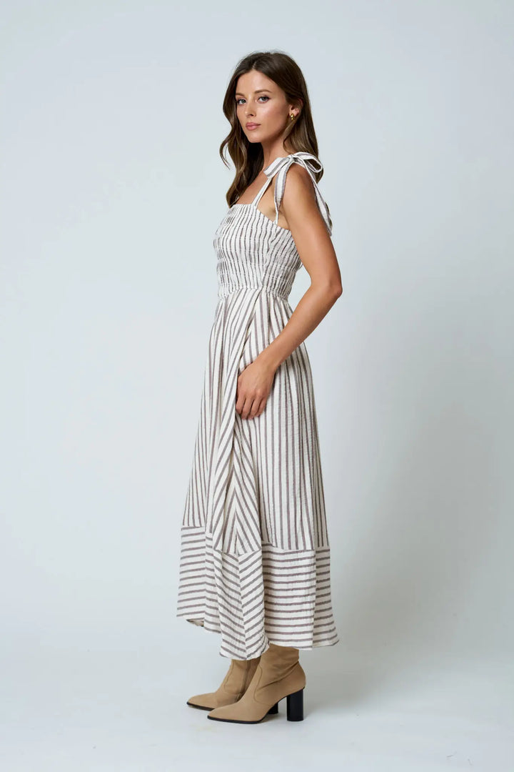Striped Basque Waist Dress