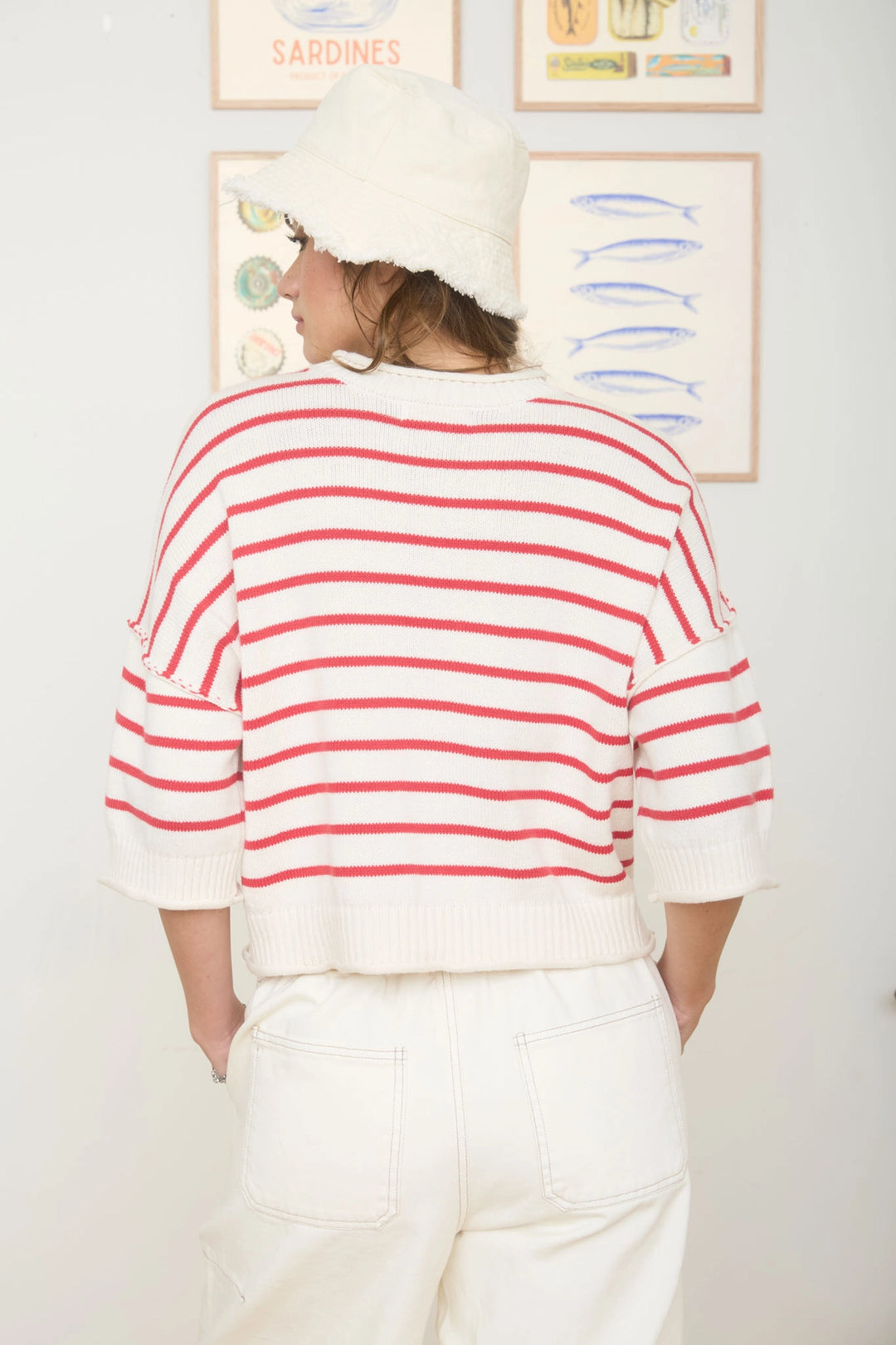 Striped Short Sleeve Sweater