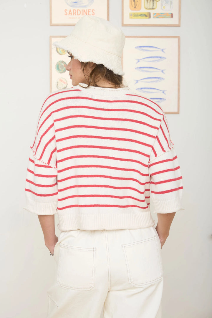 Striped Short Sleeve Sweater