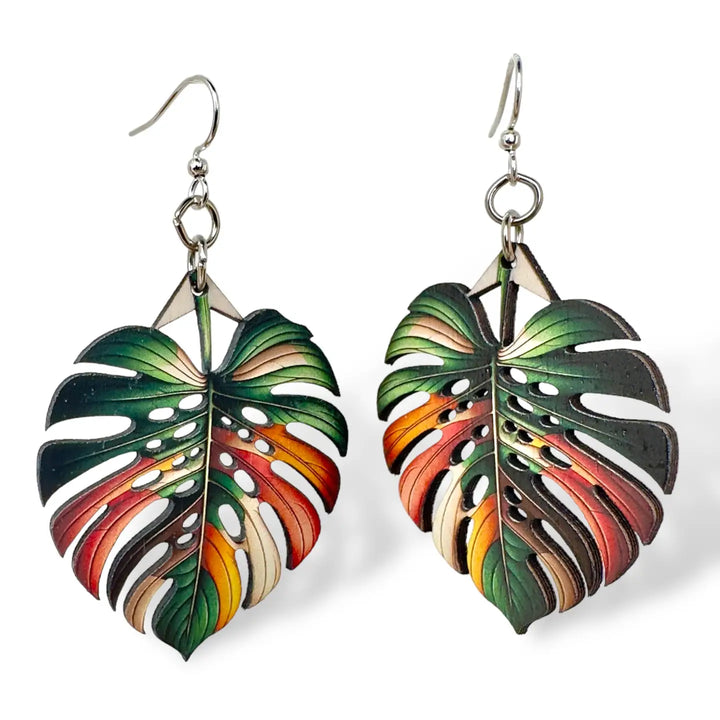 Monstera Leaf - Lasercut Wooden Jewelry