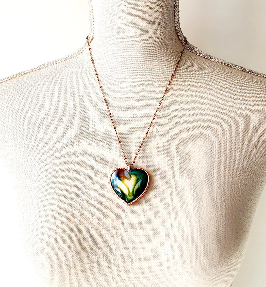 Rainbow Agate Heart Necklace