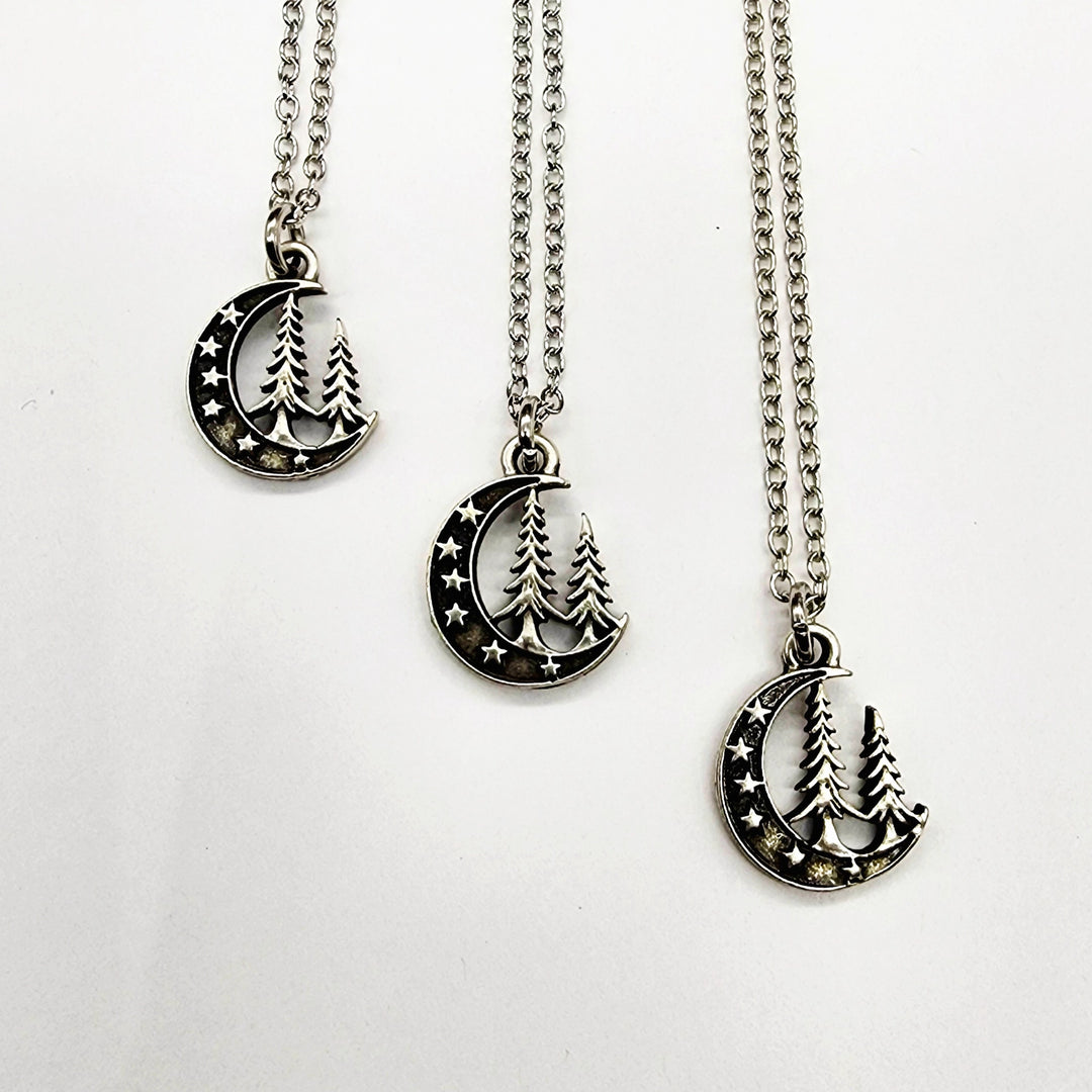 'Midnight Pines' Crescent Moon Pendant