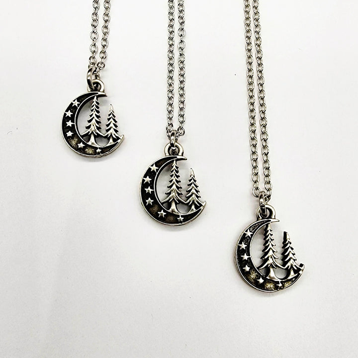 'Midnight Pines' Crescent Moon Pendant