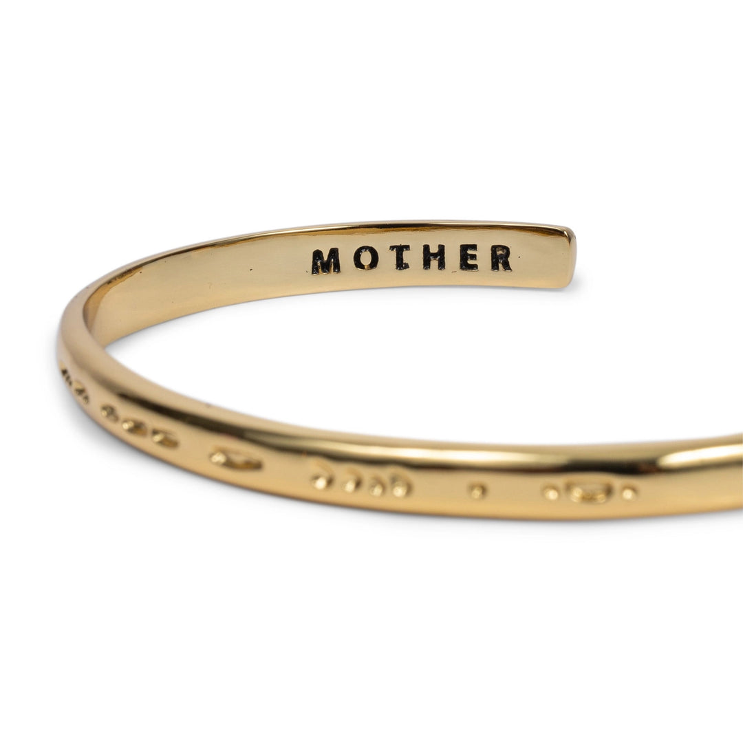 Gold Cuff Bracelet - Morse Code MOTHER