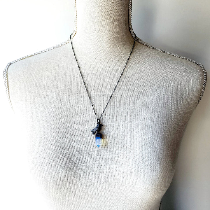 Crystal Crow Necklace - Opalite