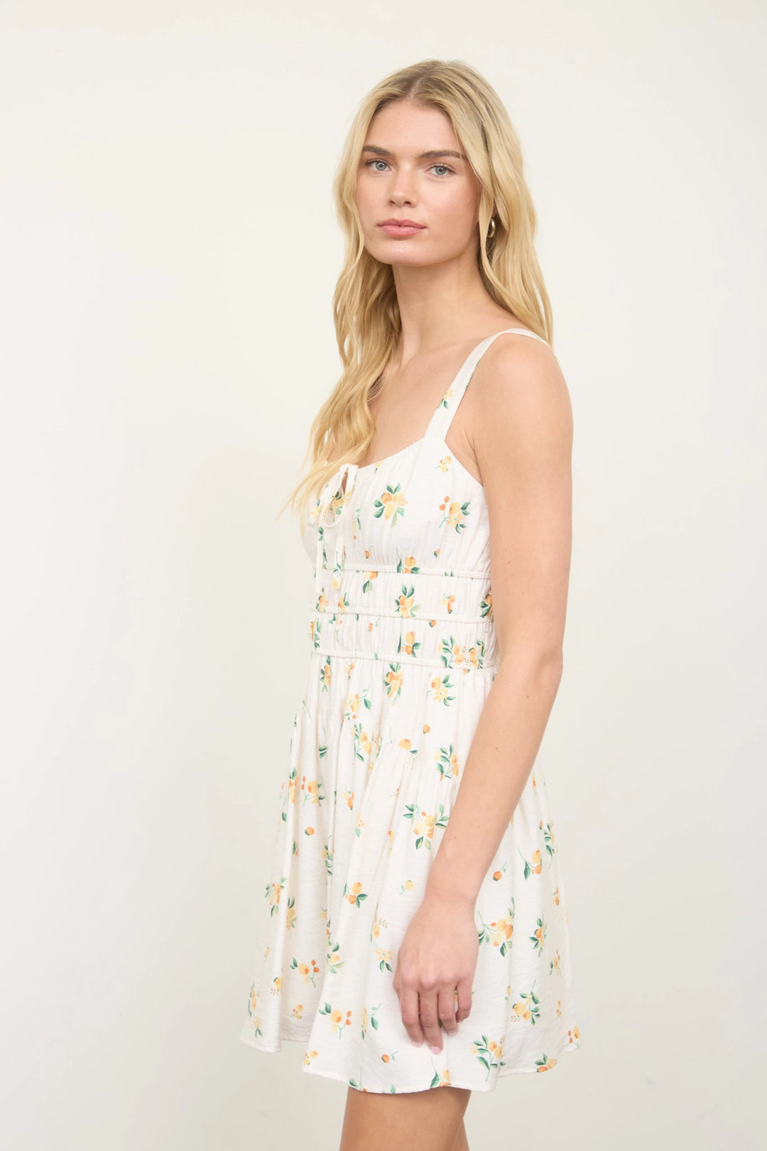 Floral Mini Dress With Keyhole
