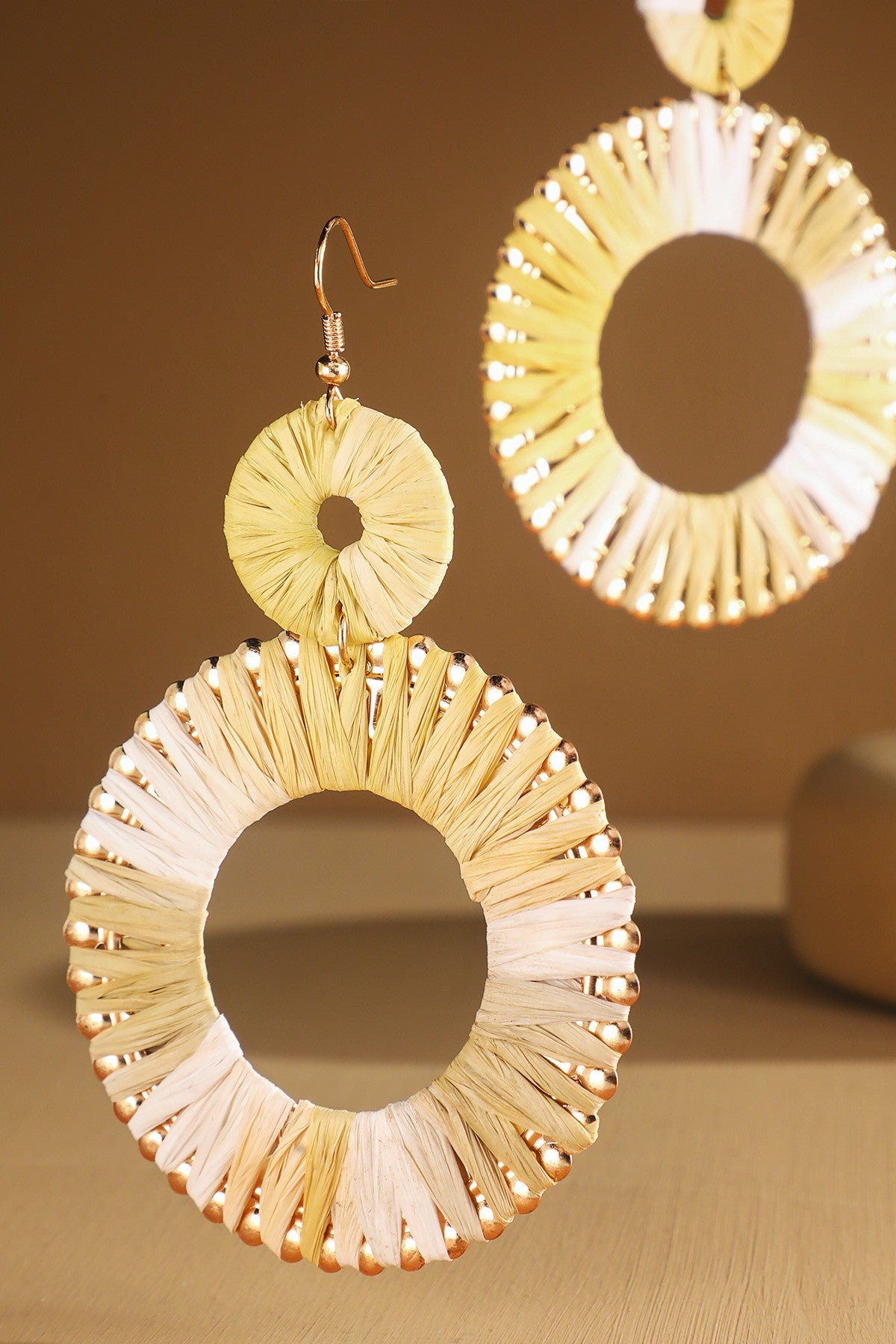 Double Round Raffia Dangles