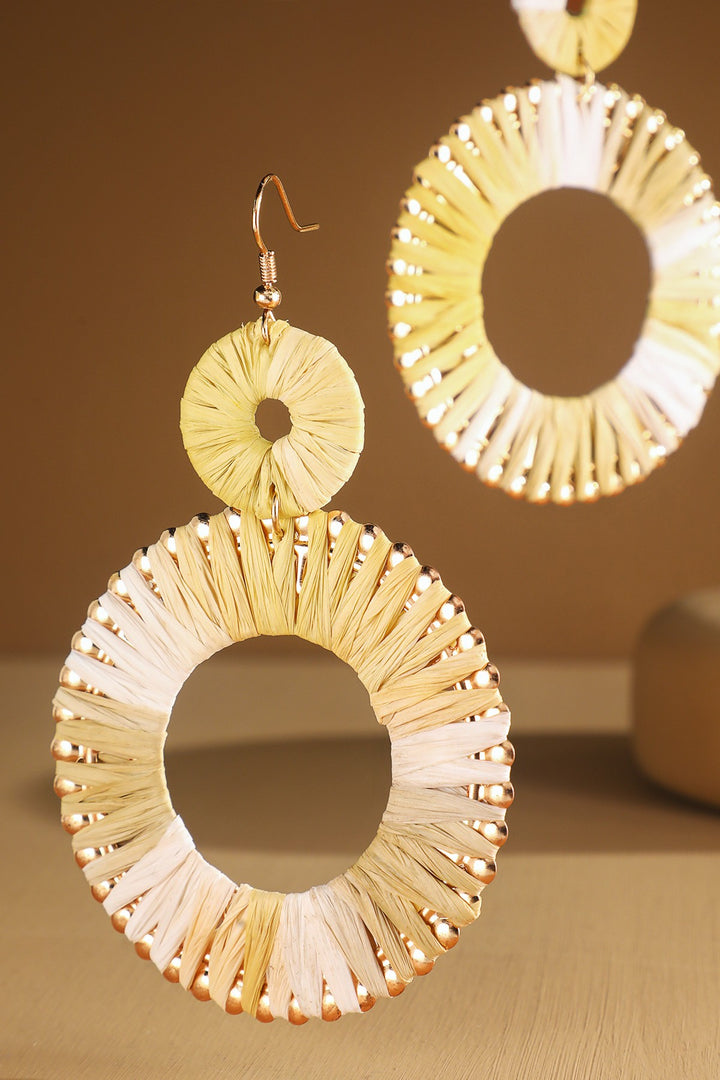Double Round Raffia Dangles