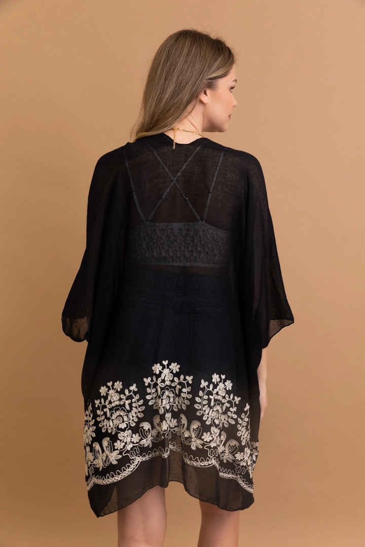 Floral Embroidered Kimono