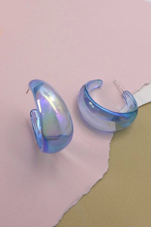 Iridescent Round Hoop Earrings