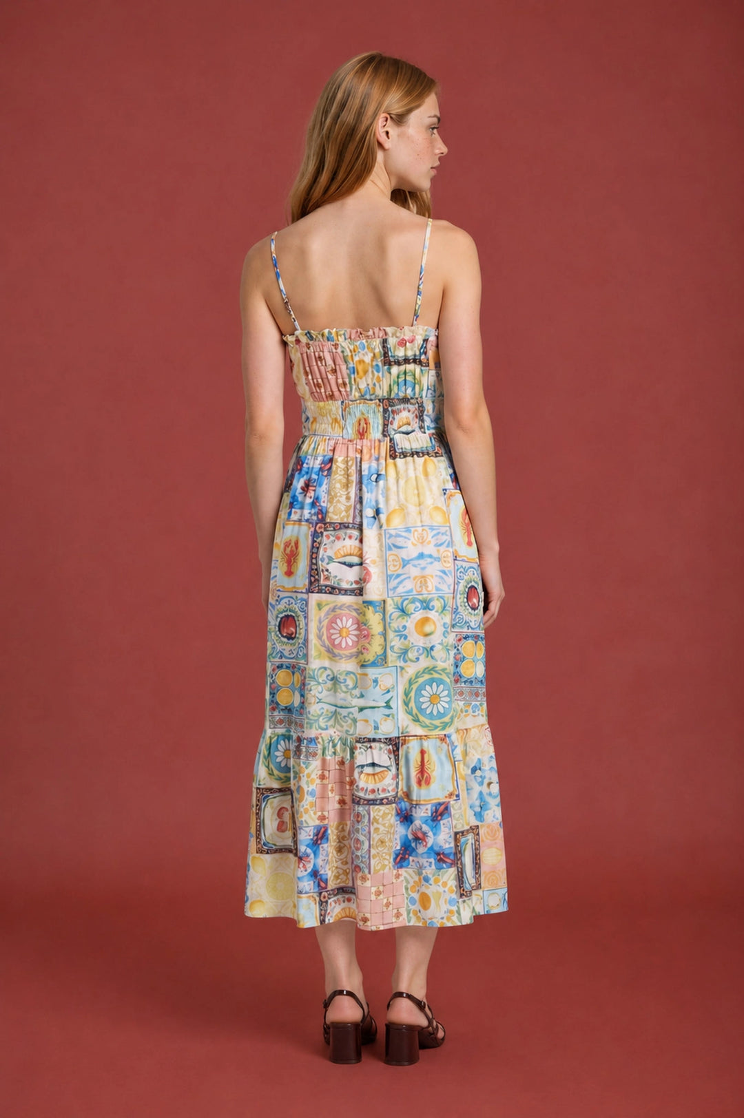 Positano Motif Midi Dress