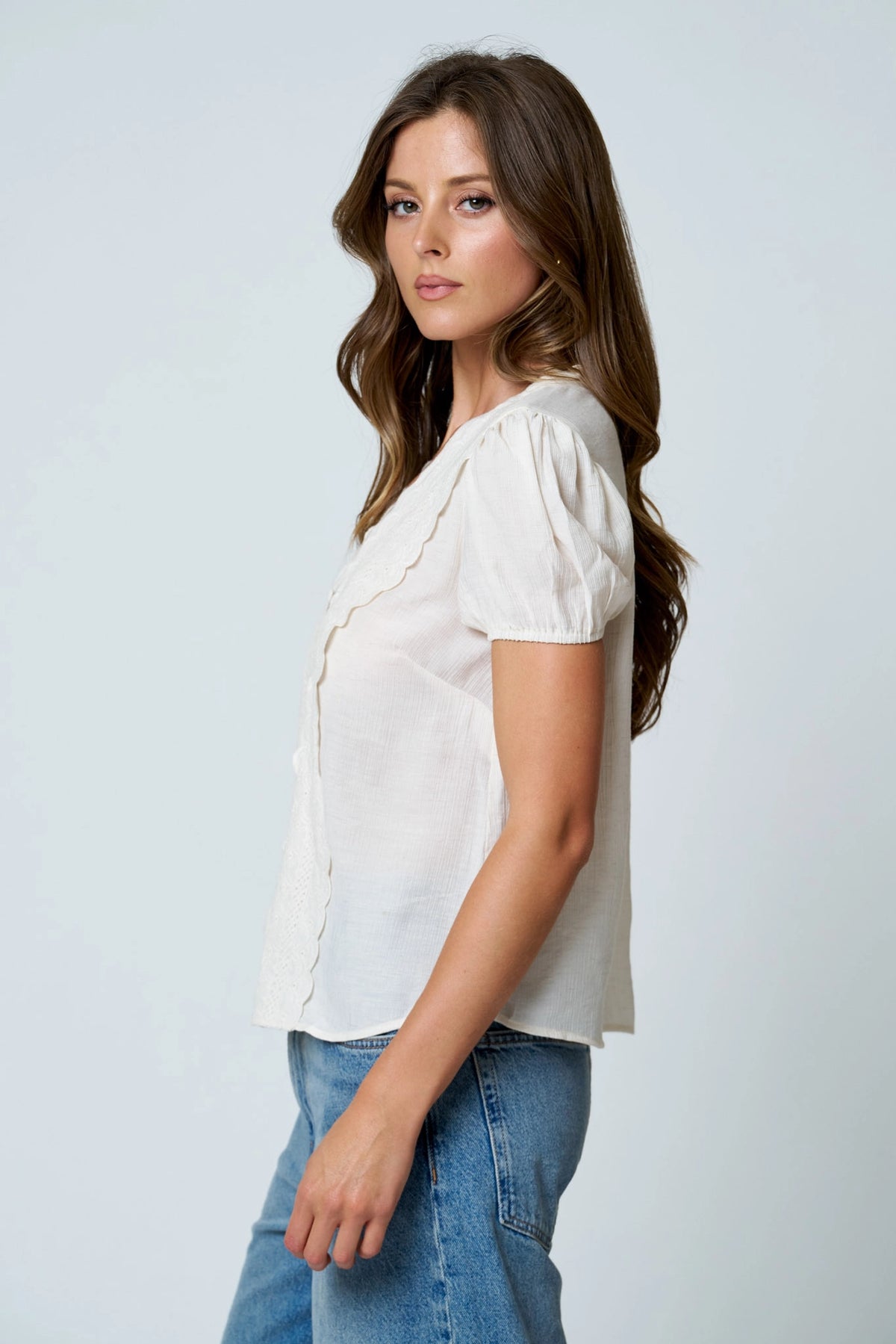 Lace Detail Short Sleeve Top