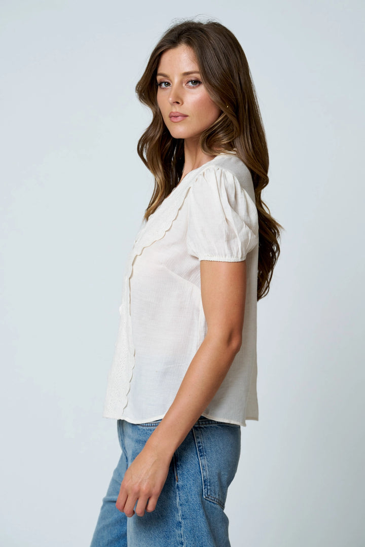 Lace Detail Short Sleeve Top
