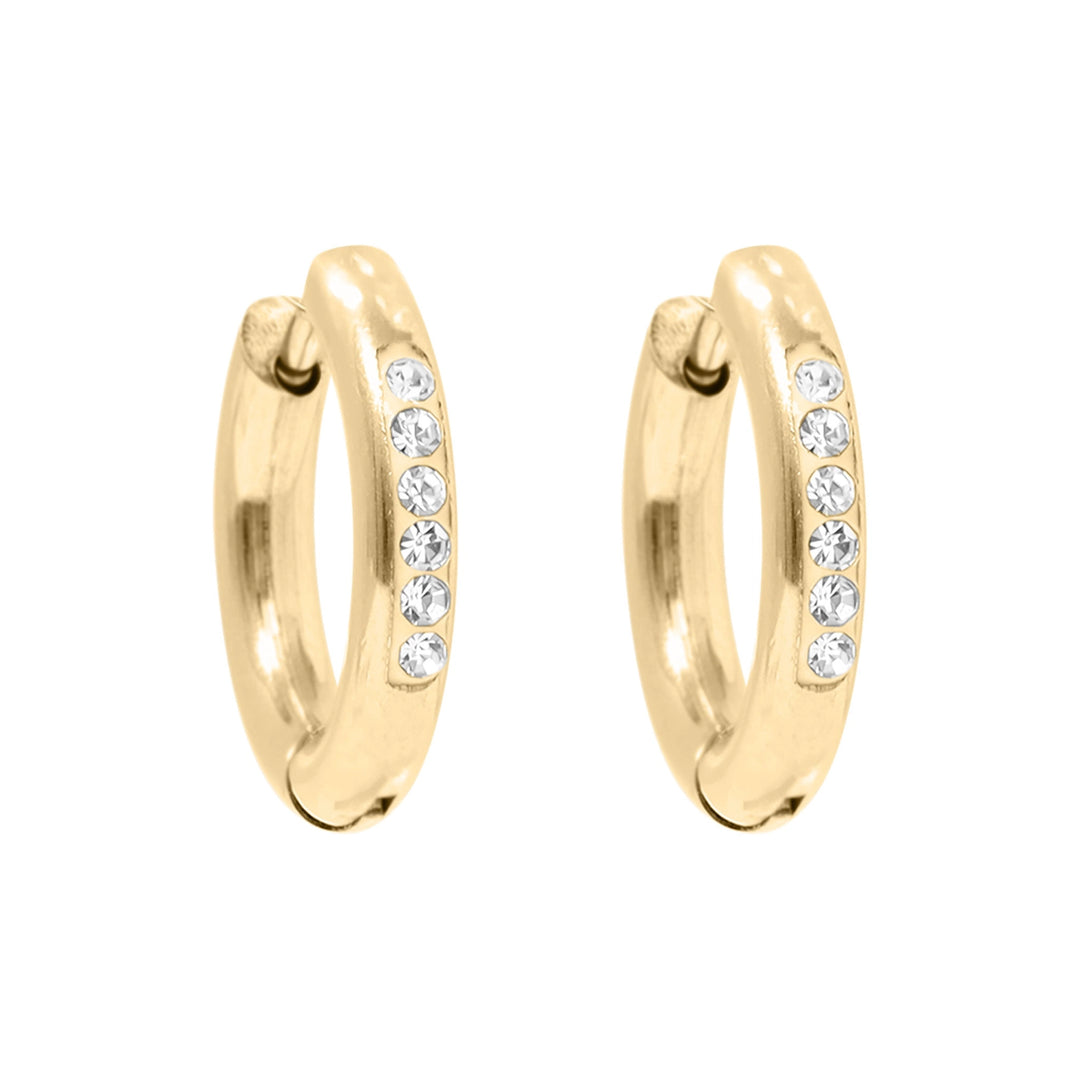 CZ Inlay Huggie Hoops