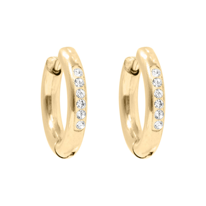 CZ Inlay Huggie Hoops