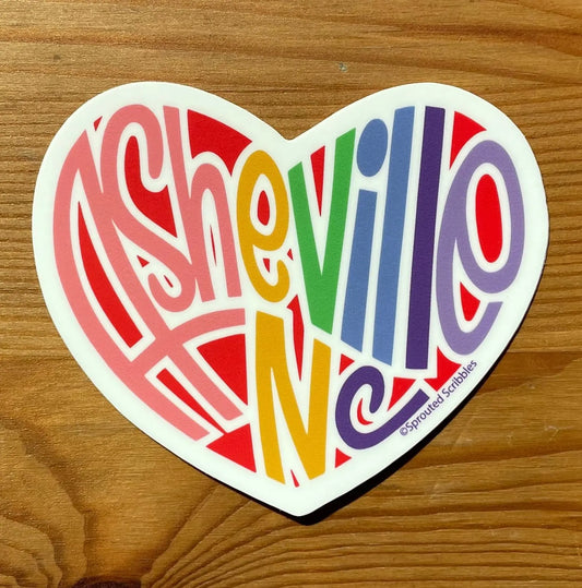 Asheville Rainbow Heart Magnet