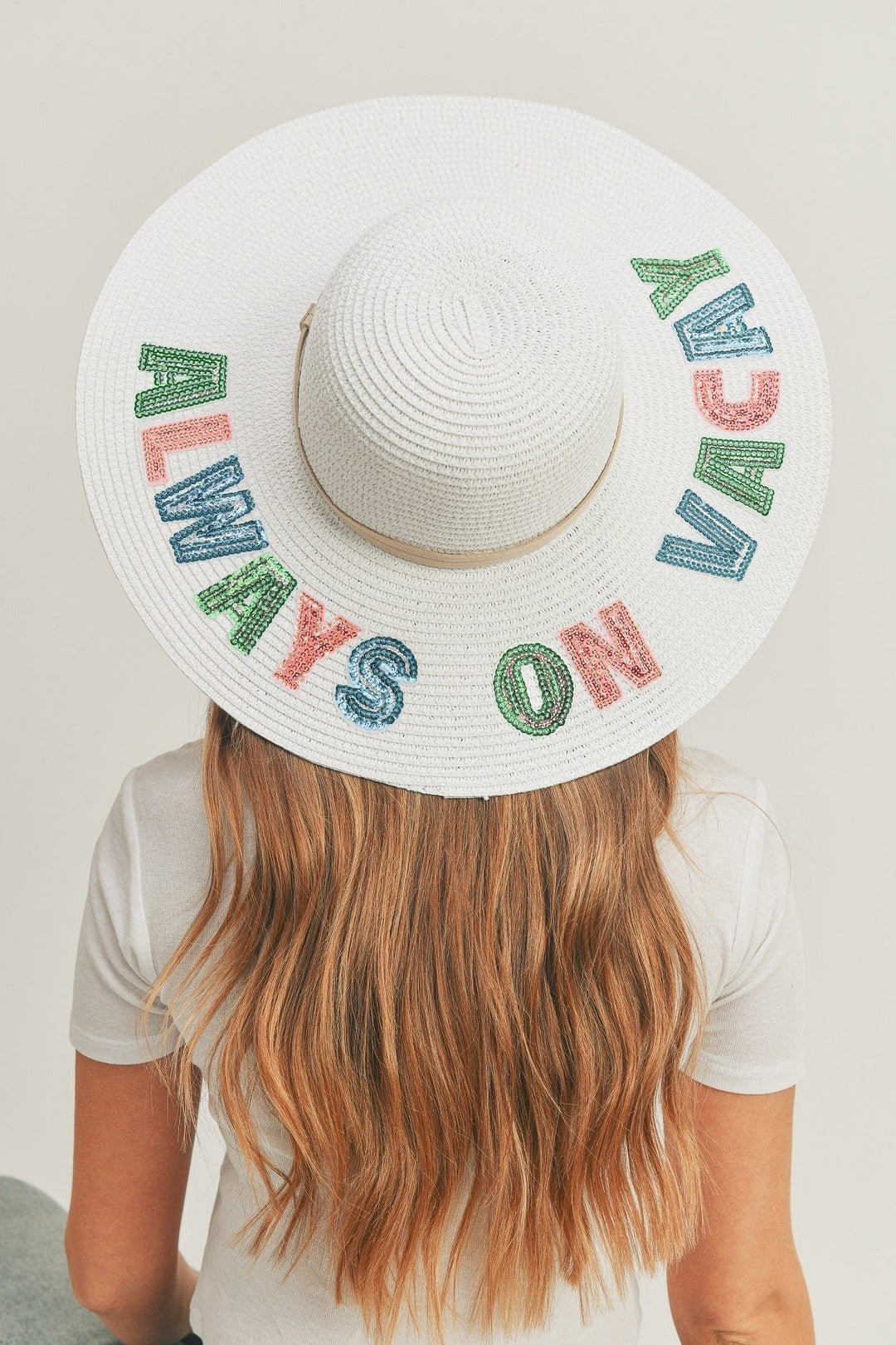 'Always On Vacay' Sequin Detail Floppy Hat