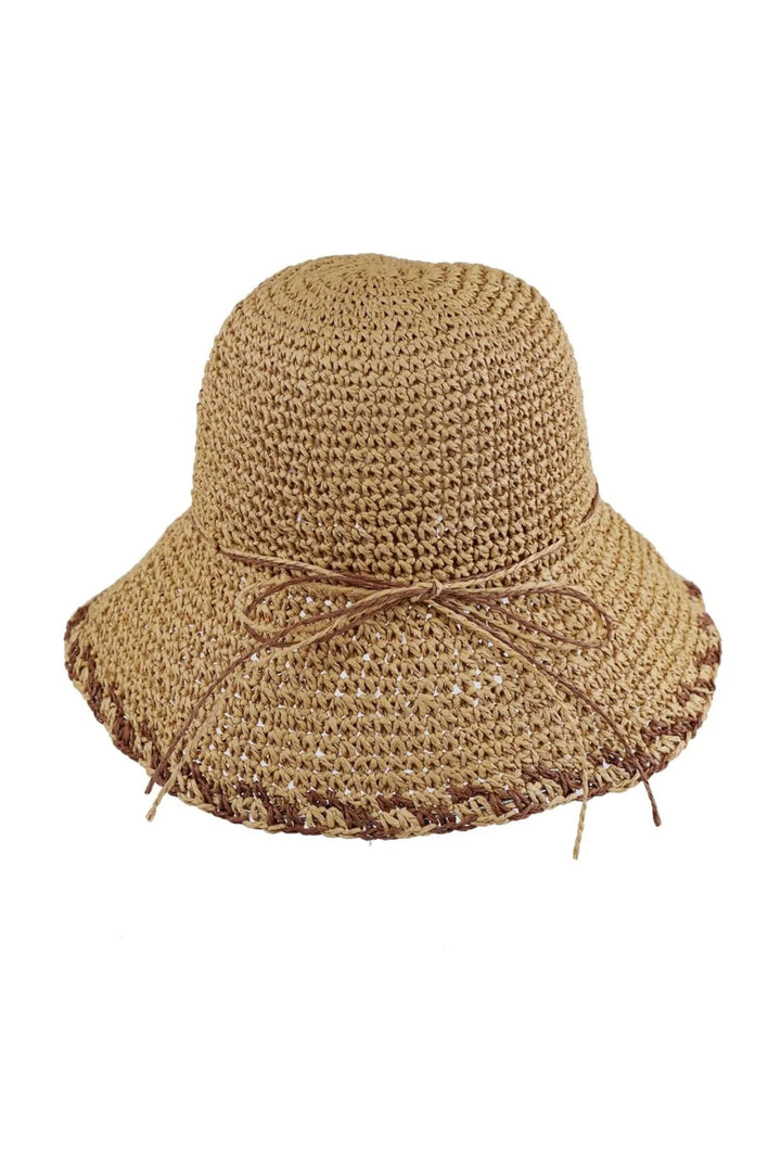 Two-Tone Straw Bucket Hat