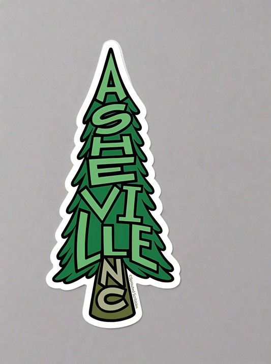 Asheville Pine Tree Sticker - Small