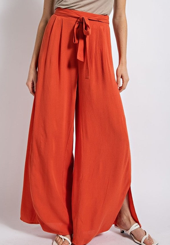 Flowy Pants With Side Slit